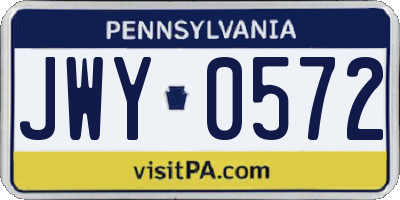 PA license plate JWY0572