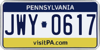 PA license plate JWY0617