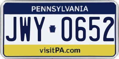 PA license plate JWY0652