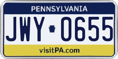 PA license plate JWY0655