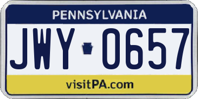 PA license plate JWY0657