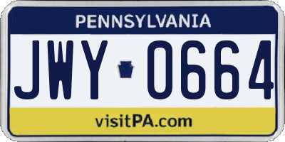 PA license plate JWY0664