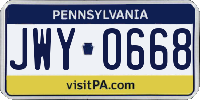 PA license plate JWY0668