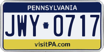 PA license plate JWY0717