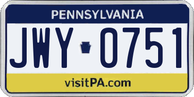 PA license plate JWY0751
