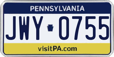 PA license plate JWY0755