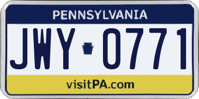 PA license plate JWY0771