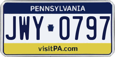 PA license plate JWY0797