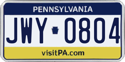 PA license plate JWY0804