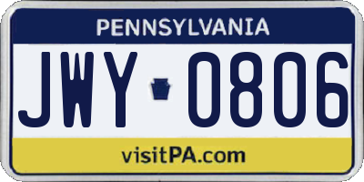 PA license plate JWY0806