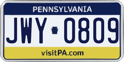 PA license plate JWY0809