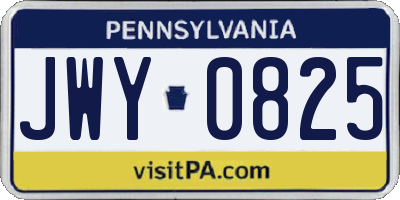 PA license plate JWY0825