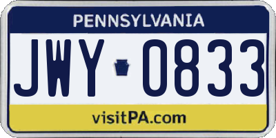 PA license plate JWY0833