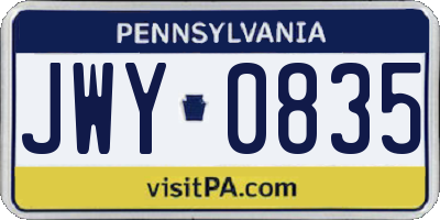 PA license plate JWY0835