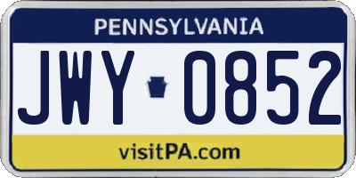 PA license plate JWY0852