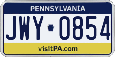 PA license plate JWY0854
