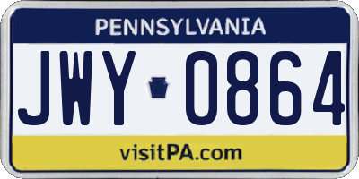 PA license plate JWY0864