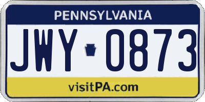 PA license plate JWY0873