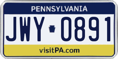 PA license plate JWY0891