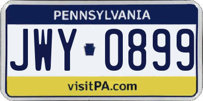 PA license plate JWY0899