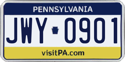 PA license plate JWY0901
