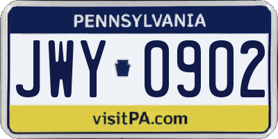 PA license plate JWY0902
