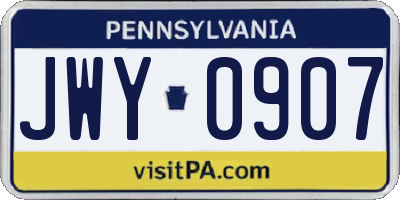 PA license plate JWY0907