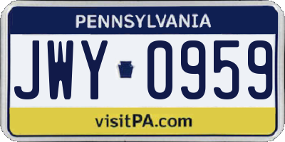 PA license plate JWY0959