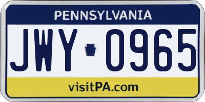 PA license plate JWY0965