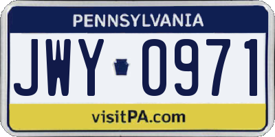 PA license plate JWY0971