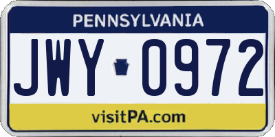 PA license plate JWY0972