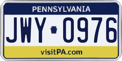 PA license plate JWY0976