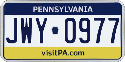 PA license plate JWY0977