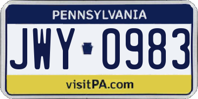 PA license plate JWY0983