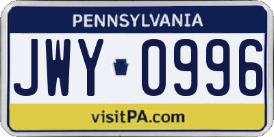 PA license plate JWY0996