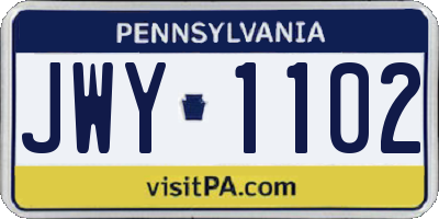 PA license plate JWY1102