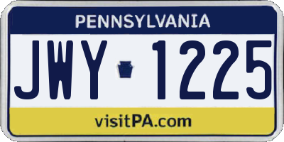 PA license plate JWY1225