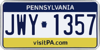 PA license plate JWY1357