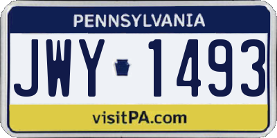 PA license plate JWY1493