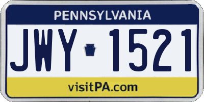 PA license plate JWY1521