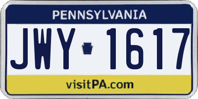PA license plate JWY1617
