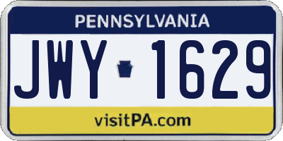 PA license plate JWY1629