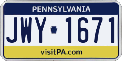 PA license plate JWY1671