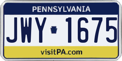 PA license plate JWY1675