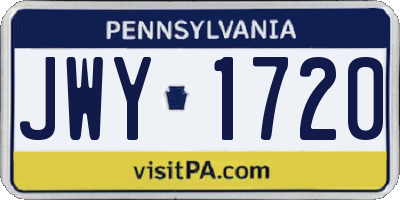 PA license plate JWY1720