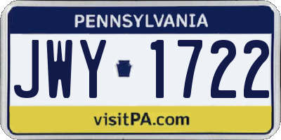 PA license plate JWY1722