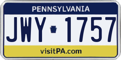 PA license plate JWY1757