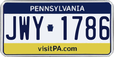 PA license plate JWY1786