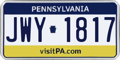 PA license plate JWY1817