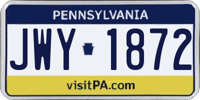 PA license plate JWY1872